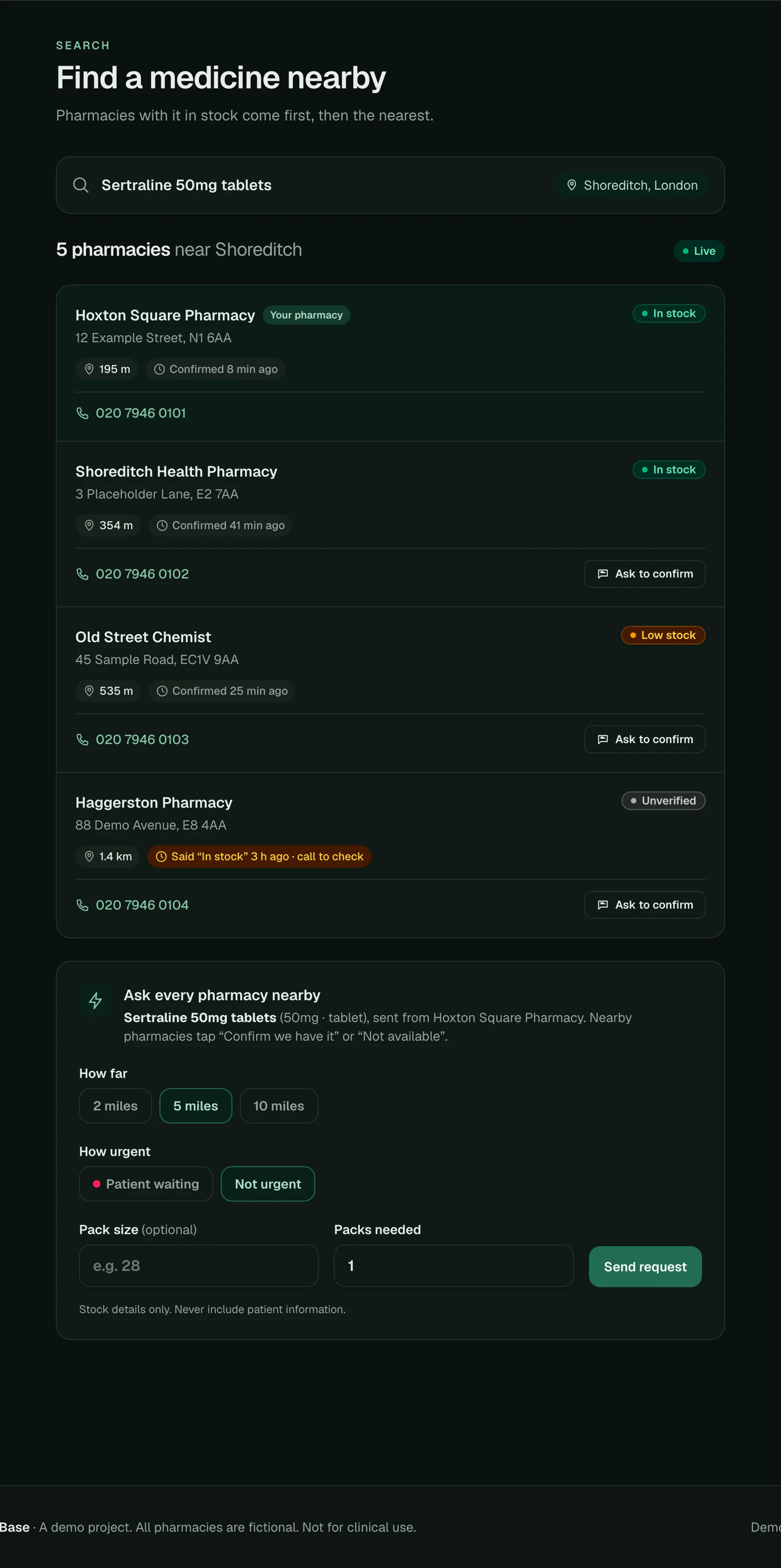 NearShelf search with map and verified stock