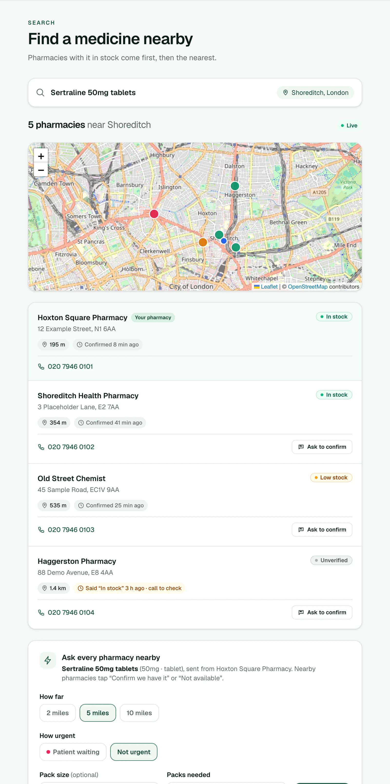 NearShelf search with map and verified stock